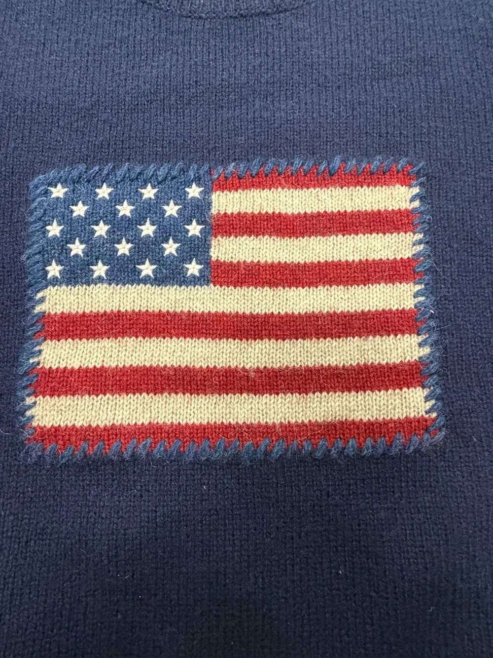 The Limited Wool navy blue American flag knit sweater flag graphic size Large